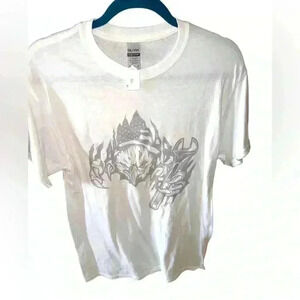 Gildan medium mechanic bald‎ eagle with wrench T shirt Metallic silver ink. NWT